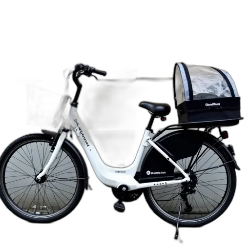 3d render, photorealistic, white, bicycle, black, seat, handlebars, parked transparent PNG cut-out