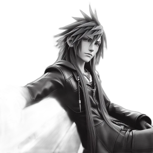 jacket, fantasy art, concept art, photorealistic, pencil sketch, monochrome, person, spiky transparent PNG cut-out