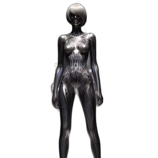 dress, robot, jewelry, mask, concept art, 3d render, photorealistic, cyberpunk transparent PNG cut-out