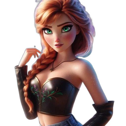 dress, concept art, fantasy art, cartoon, 3d render, animated, female, character transparent PNG cut-out