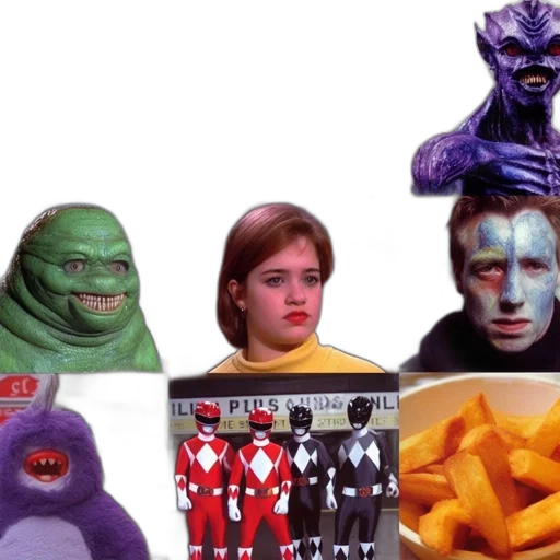 outer space, neon, various, characters, include, teletubbies, power, rangers transparent PNG cut-out