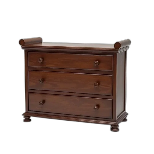 furniture, crown, photorealistic, earth tones, wooden, dresser, curved, top transparent PNG cut-out