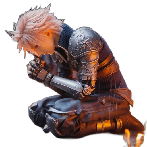 jacket, dragon, concept art, 3d render, armored, figure, spiky, hair transparent PNG cut-out