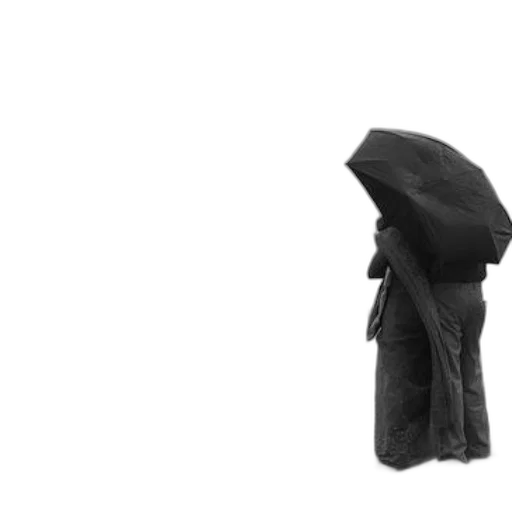 jacket, hat, umbrella, mask, 3d render, concept art, dark, monochrome transparent PNG cut-out