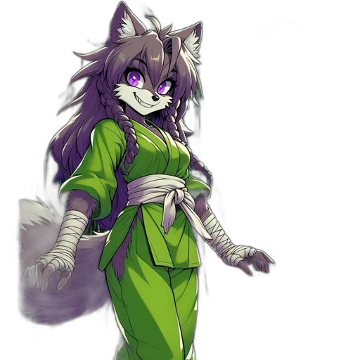 staff, dress, animal, fantasy art, concept art, anime, pixel art, green transparent PNG cut-out