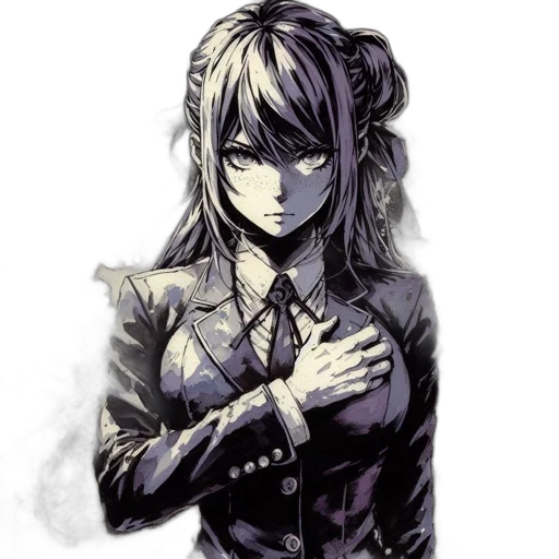 dress, staff, face, jacket, anime, concept art, pixel art, comic book art transparent PNG cut-out
