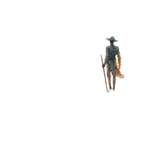 robot, hat, sword, staff, 3d render, concept art, pixel art, photorealistic transparent PNG cut-out
