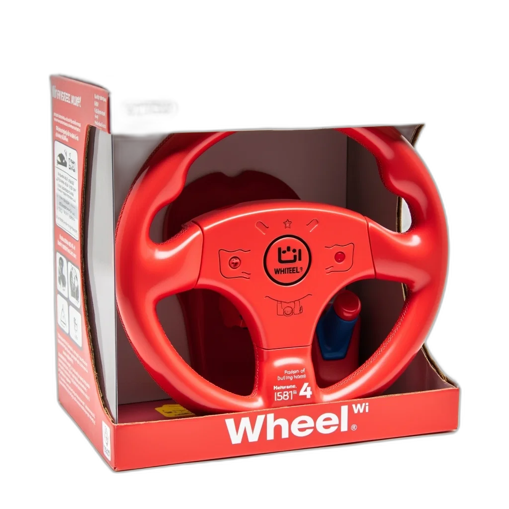 car, 3d render, red, steering, wheel, wii, logo, side transparent PNG cut-out