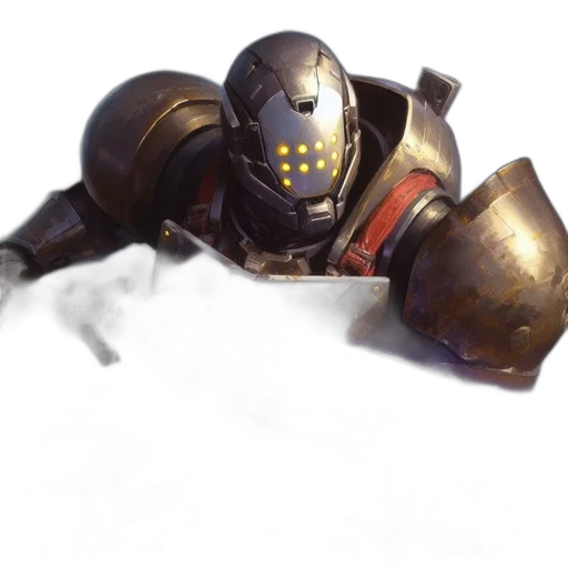 robot, sword, weapon, mask, concept art, 3d render, fantasy art, photorealistic transparent PNG cut-out