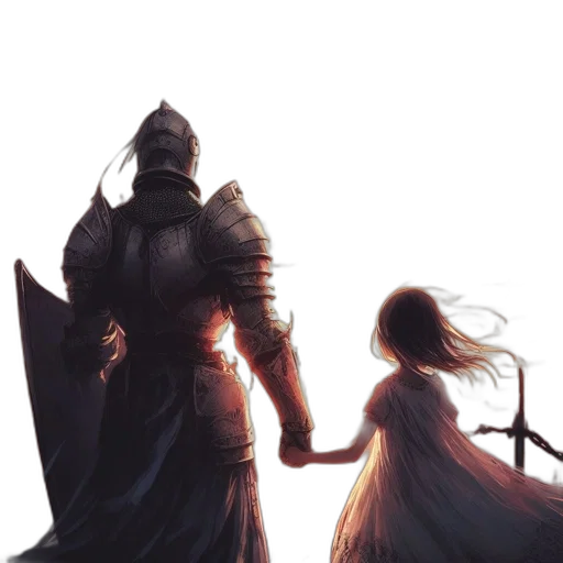 sword, fantasy art, concept art, comic book art, pixel art, fog, sunset, fire transparent PNG cut-out