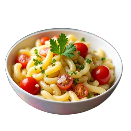 food, photorealistic, 3d render, bowl, pasta, salad, garnished, chopped transparent PNG cut-out