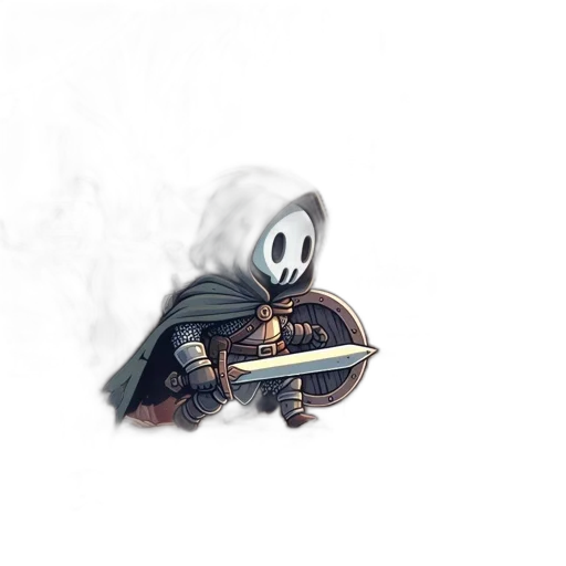 weapon, sword, mask, creature, concept art, fantasy art, pixel art, watercolor transparent PNG cut-out