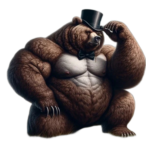 animal, concept art, photorealistic, fantasy art, cartoon, large, bear, wearing transparent PNG cut-out