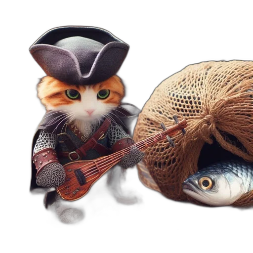 animal, hat, food, photorealistic, fantasy art, concept art, 3d render, underwater transparent PNG cut-out