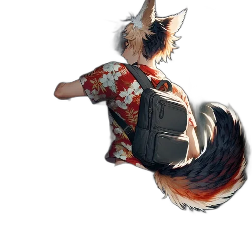 jacket, animal, staff, dress, concept art, 3d render, fantasy art, anime transparent PNG cut-out