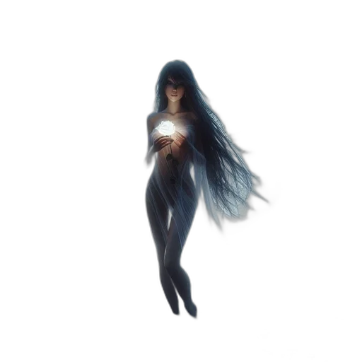hair, dress, creature, concept art, 3d render, fantasy art, pixel art, underwater transparent PNG cut-out