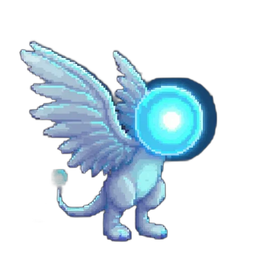 dragon, staff, creature, animal, pixel art, fantasy art, concept art, vaporwave transparent PNG cut-out