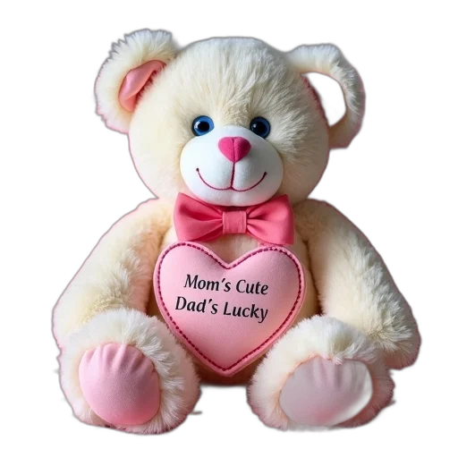 plush, teddy, bear, pink, bow, tie, sitting, top transparent PNG cut-out