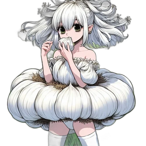flower, hair, creature, dress, anime, concept art, fantasy art, pixel art transparent PNG cut-out