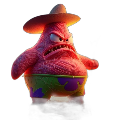 hat, creature, animal, face, 3d render, concept art, photorealistic, animated transparent PNG cut-out