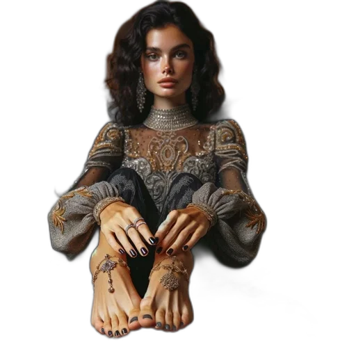 jewelry, shoes, dress, robot, fantasy art, photorealistic, concept art, 3d render transparent PNG cut-out