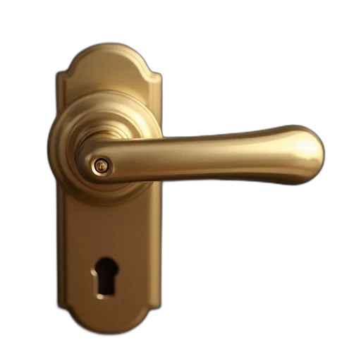 jewelry, furniture, 3d render, golden, door, handle, smooth, curved transparent PNG cut-out