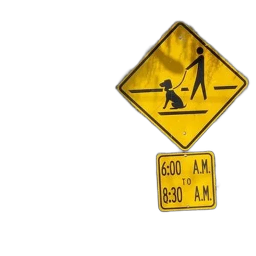 concept art, photorealistic, fog, yellow, pedestrian, crossing, sign, dog transparent PNG cut-out