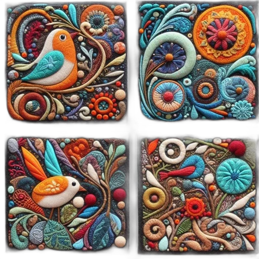 colorful, blue, image, showcases, four, intricate, vibrant, textile transparent PNG cut-out