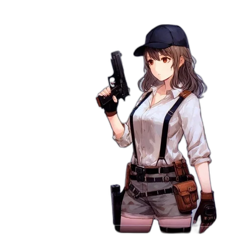weapon, staff, hat, jacket, pixel art, concept art, anime, 3d render transparent PNG cut-out