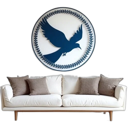 furniture, blue, modern, living, room, white, sofa, adorned transparent PNG cut-out