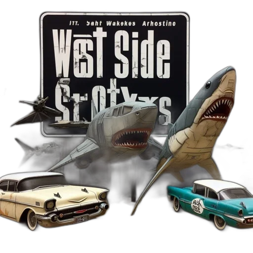 concept art, 3d render, diorama, features, west, side, farreals, sign transparent PNG cut-out