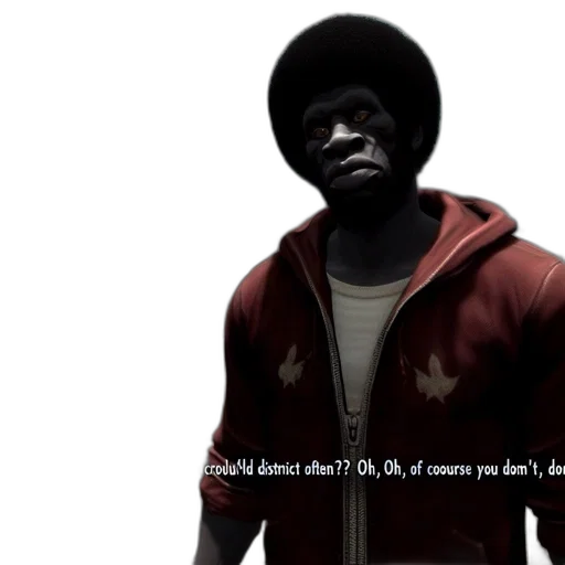 jacket, 3d render, concept art, fire, dark-skinned, man, afro, hairdo transparent PNG cut-out