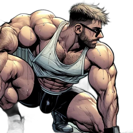 comic book art, concept art, cartoon, photorealistic, athletic, man, defined, muscles transparent PNG cut-out