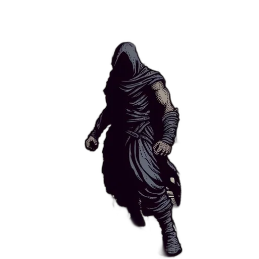 mask, jacket, staff, creature, concept art, 3d render, pixel art, fantasy art transparent PNG cut-out