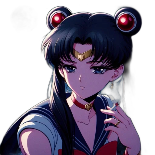 jewelry, anime, pixel art, vaporwave, cartoon, dark, animate, woman transparent PNG cut-out