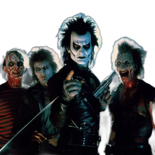 concept art, comic book art, four, characters, including, one, man, sinister transparent PNG cut-out