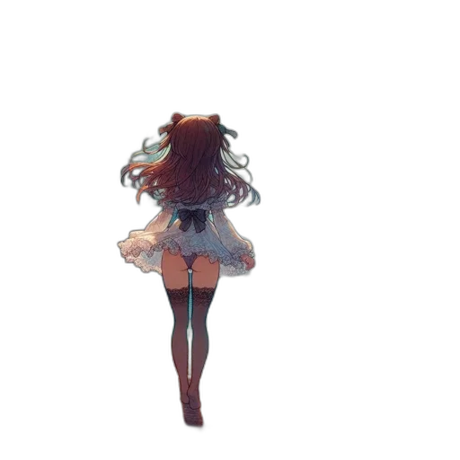 dress, hair, creature, robot, watercolor, pixel art, anime, concept art transparent PNG cut-out