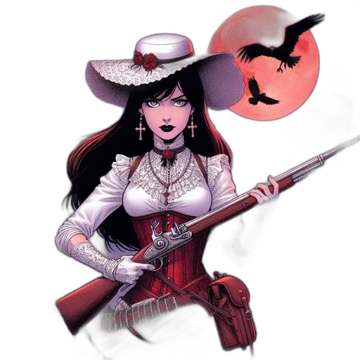 weapon, staff, concept art, fantasy art, pixel art, comic book art, red, female transparent PNG cut-out