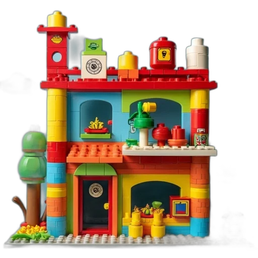 furniture, building, 3d render, concept art, city street, blocks, toys, world transparent PNG cut-out