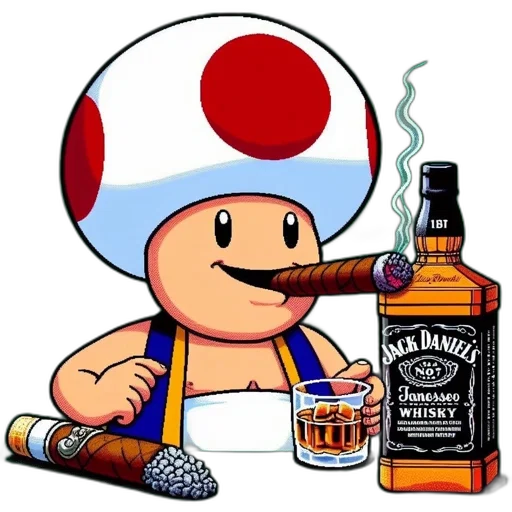 hat, bottle, animal, pixel art, concept art, cartoon, comic book art, toad transparent PNG cut-out