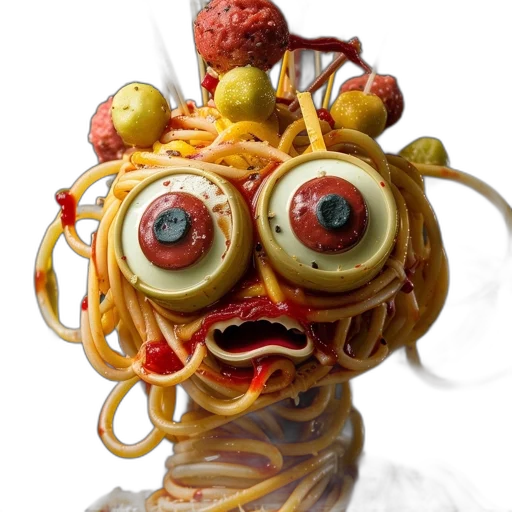 food, creature, mask, robot, 3d render, concept art, photorealistic, face transparent PNG cut-out