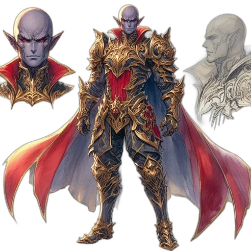 concept art, fantasy art, comic book art, dark, red, character, concept, features transparent PNG cut-out