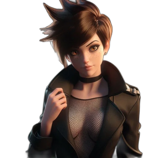 jacket, staff, face, robot, concept art, 3d render, cyberpunk, fantasy art transparent PNG cut-out