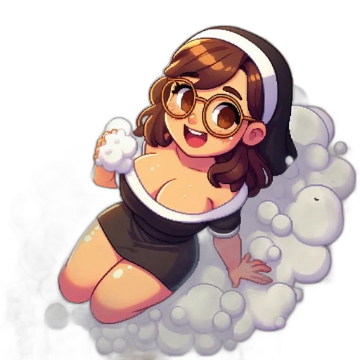 dress, staff, pixel art, concept art, fantasy art, cartoon, fog, monochrome transparent PNG cut-out