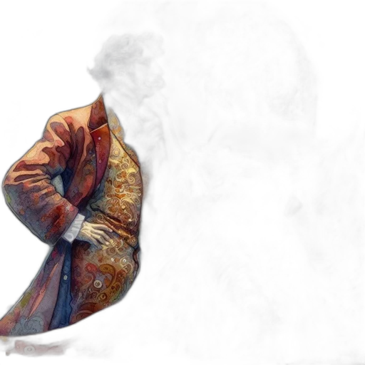 jacket, dragon, sword, mask, concept art, photorealistic, watercolor, 3d render transparent PNG cut-out