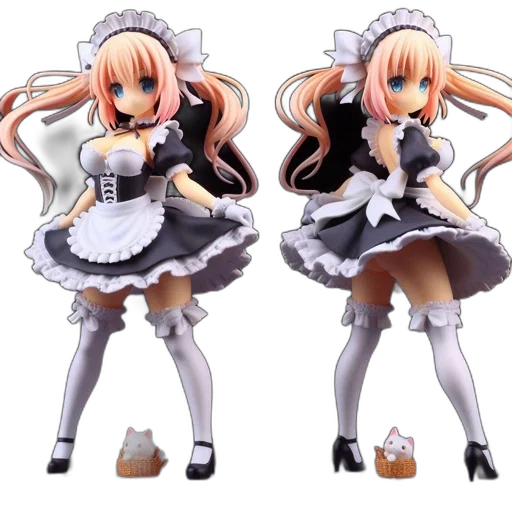 dress, 3d render, concept art, anime, cartoon, monochrome, anime-styled, maid transparent PNG cut-out