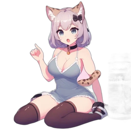animal, dress, creature, staff, anime, pixel art, concept art, cartoon transparent PNG cut-out