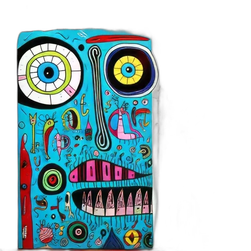 concept art, colorful, abstract, whimsical, artwork, features, turquoise, face transparent PNG cut-out