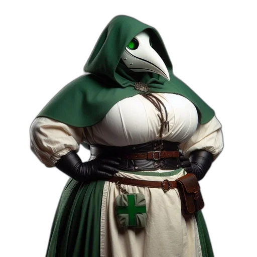 dress, staff, mask, dragon, concept art, 3d render, fantasy art, green transparent PNG cut-out