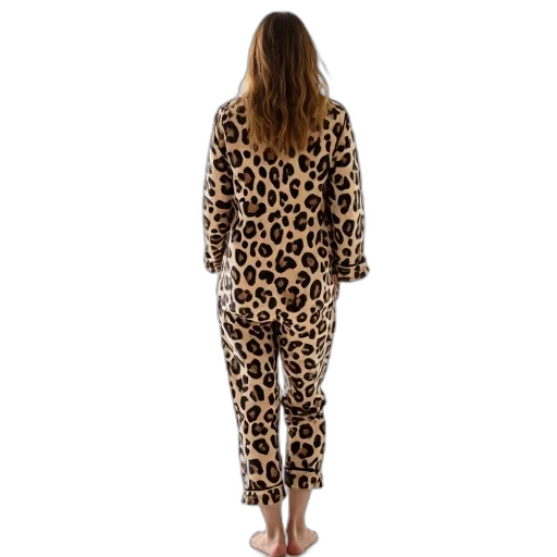 jacket, woman, leopard, pajamas transparent PNG cut-out